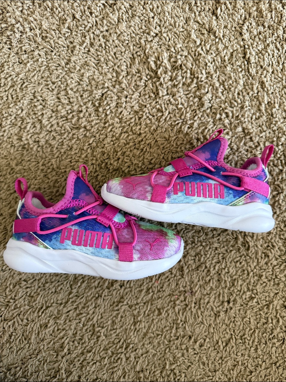 Puma Kids Pink Multicolor Tie-Dye Slip-On Sneakers